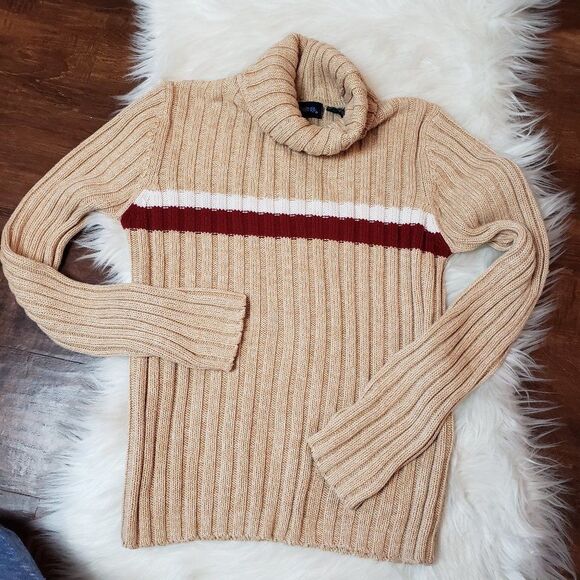 Blue Asphalt beige/tan turtleneck pullover 80s sweater - Picture 1 of 6